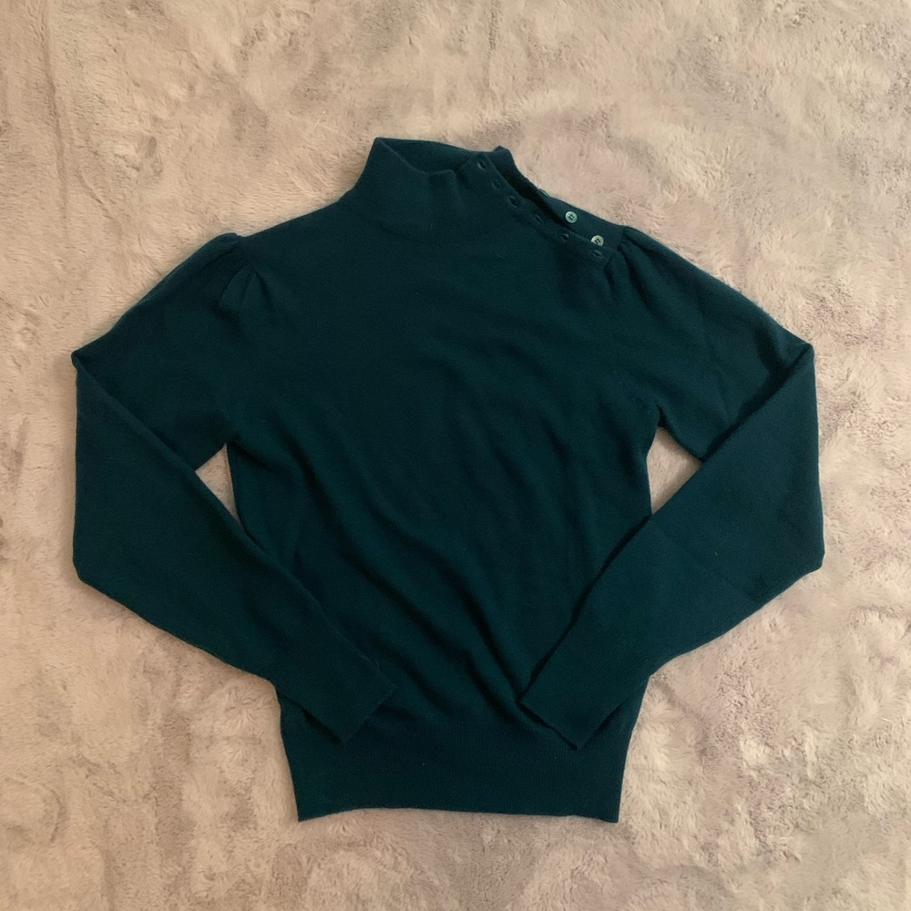 Daniel Caron 100% Cashmere Green Sweater Side Button Size Small